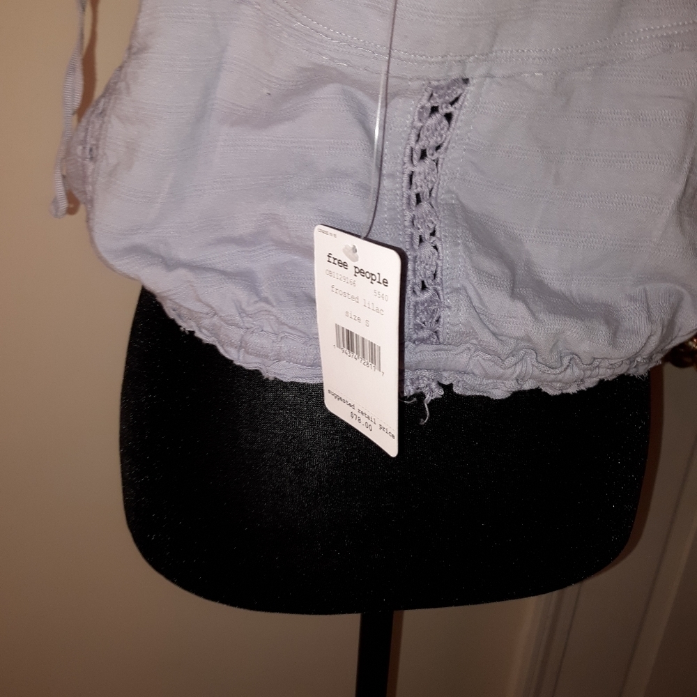 Free People Lavender Crochet-Trim Drawstring Tank Top - Picture 7 of 8